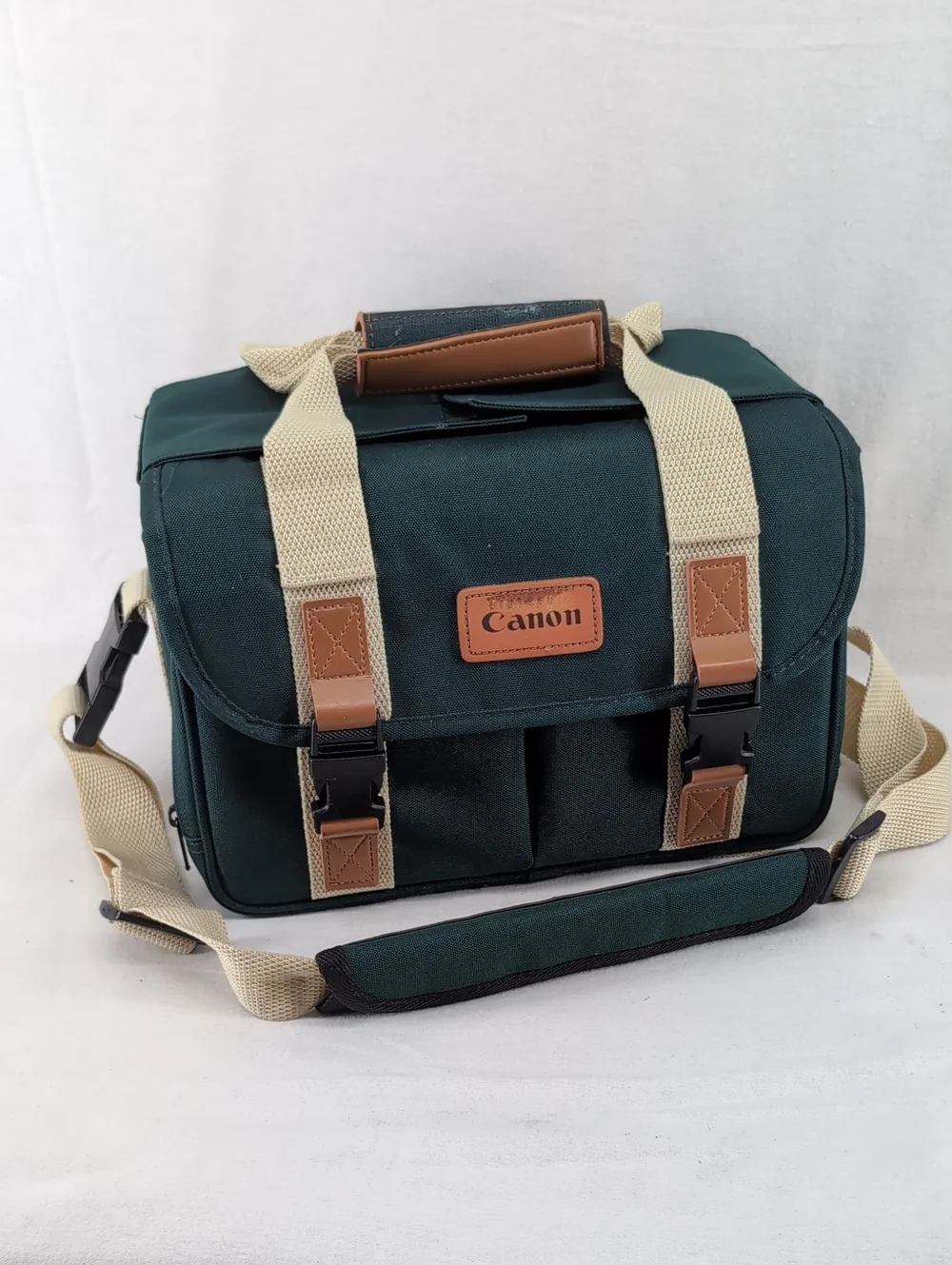 Canon Green Canvas Messenger Bag with Cream Straps